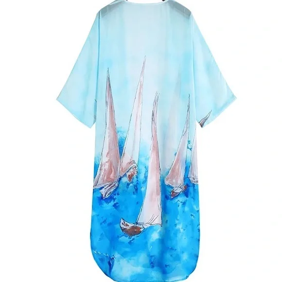 Monte Carlo Luxury Yacht Life Kimono & Pants Set - Picture 8 of 15